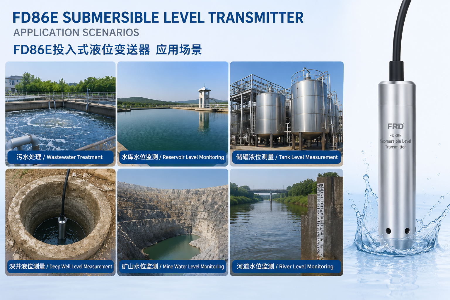 FD86E Submersible Level Transmitter Solves Installation Difficulties and Unstable Signals in Deep-Well and Tank Level Measurement