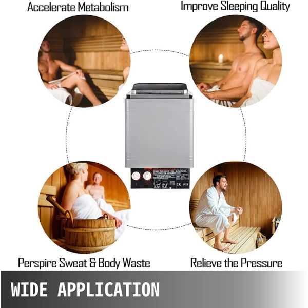 Modern Electric Sauna Heater Stove Dry Steam Bath with Internal Controller Spa Shower for Home Hotel Stainless Steel Sauna Room