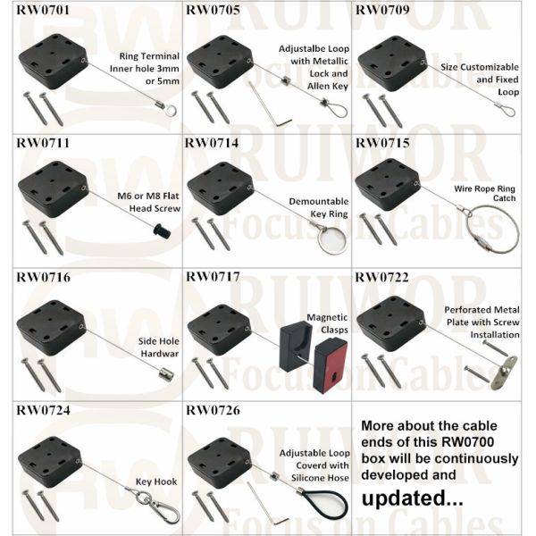 RW0726 Square Retractable Cable Plus Adjustable Stainless Steel Wire Loop Coated Silicone Hose