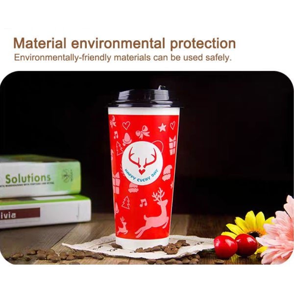 ODM 9oz Paper Disposable Christmas Cup For Drink Coffee Milk Tea