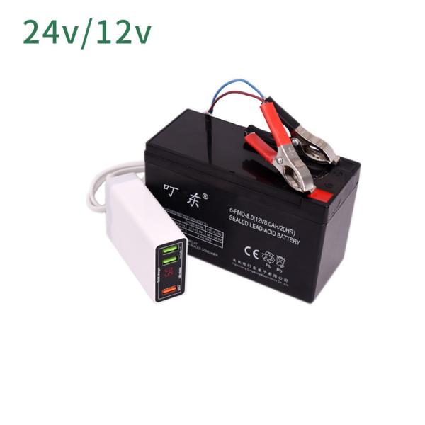 Motorcycle Truck DC Converter With Battery Clip 12V 24V to 5V QC3.0 USB Charger Power Adapter