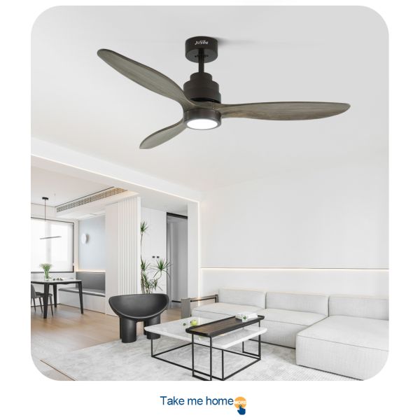 ceiling fan Ventiladores de tecto LED de lâmina de madeira 3 simples decorativos com controle remoto