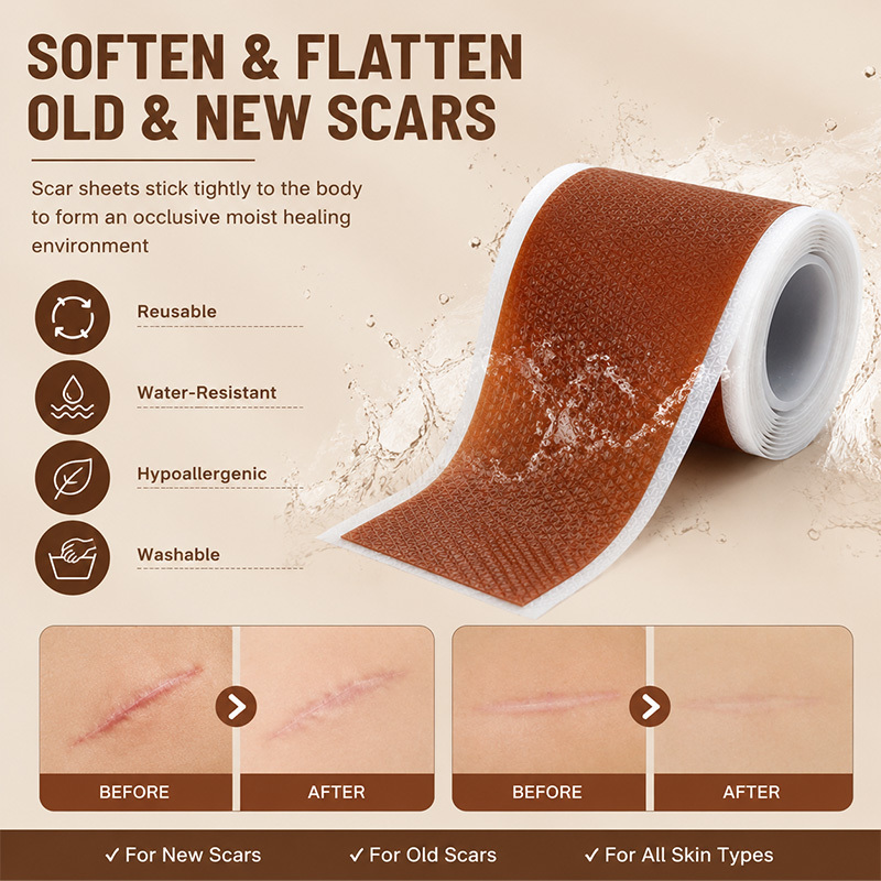 Brown Silicone Gel Scar Tape Rolls in 1.5 m and 5 m Lengths