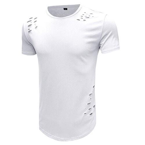 OEM maufactory  Summer Round Collar Solid Color T Shirt Male Loose Short Sleeve