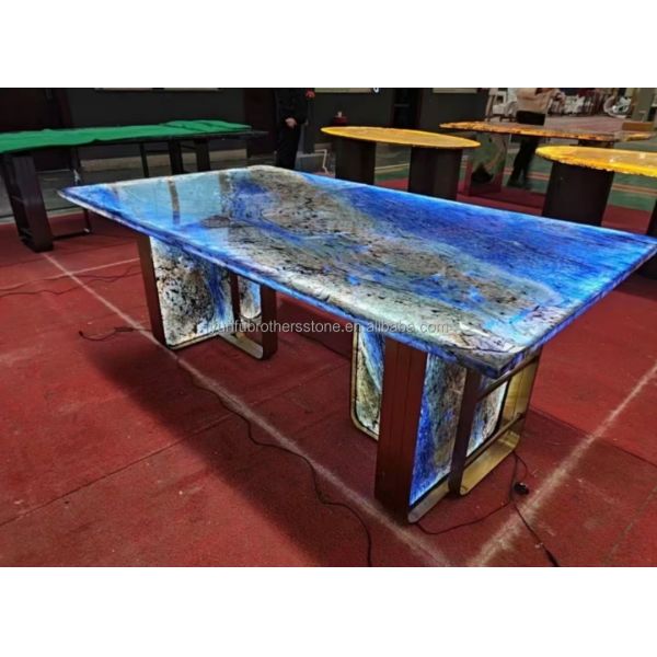 Modern Luxury Brazil Hotel Kitchen Countertop Dark Blue Sapphire Marble Stone Big Slab