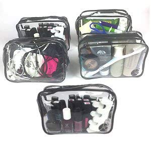 Makeup Bag Cosmetic Bag Travel Toiletry Bag Waterproof Makeup Zipper Portable Transparent Pouch Set - Black, bagease pac