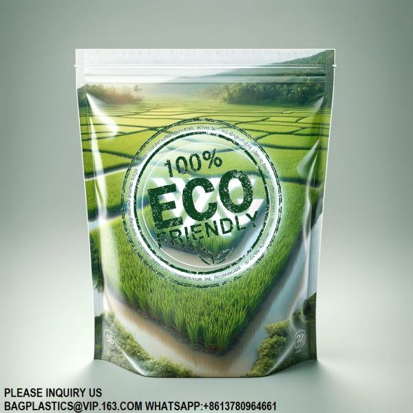 Rice Packaging Zipper Bag Dried Biodegradable Stand Up Pouch Compostable Sachet Rice Bag