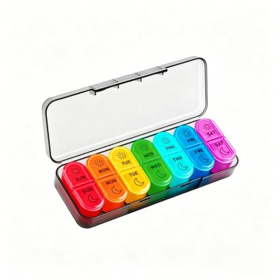 Portable Weekly Seven-Day Plastic Medicine Organizer Pill Box Two Meal Dosage