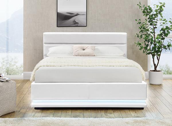 Lowther White Faxu Leather Ottoman Storage Bed - Single / Double / King Sizes