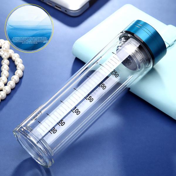 Portable Double Wall Glass Water Bottle With Strainer / Rubber Seal Durable