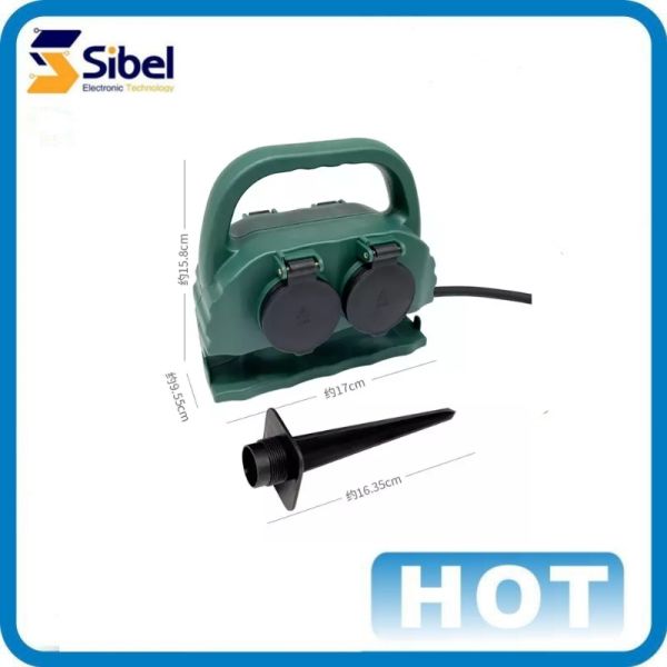 Hot sale 4 way German waterproof IP44 outdoor garden socket with 1.5m 5m 10m rubber extension cord