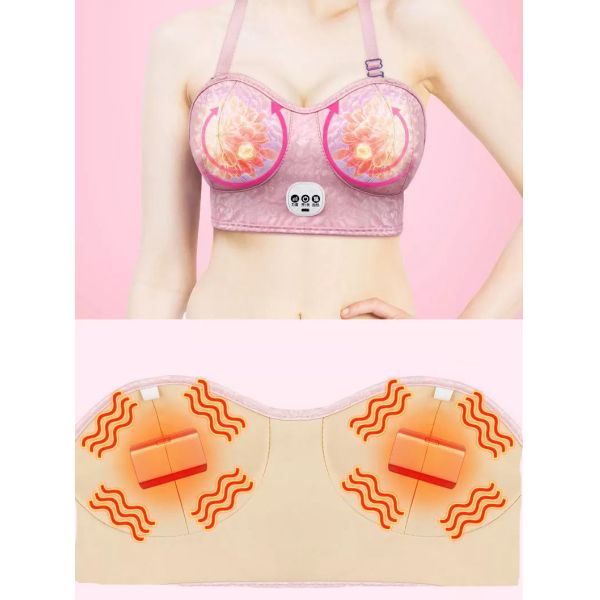USB Electric Breast Massage Bra , ODM Electric Heated Bra PU leather material