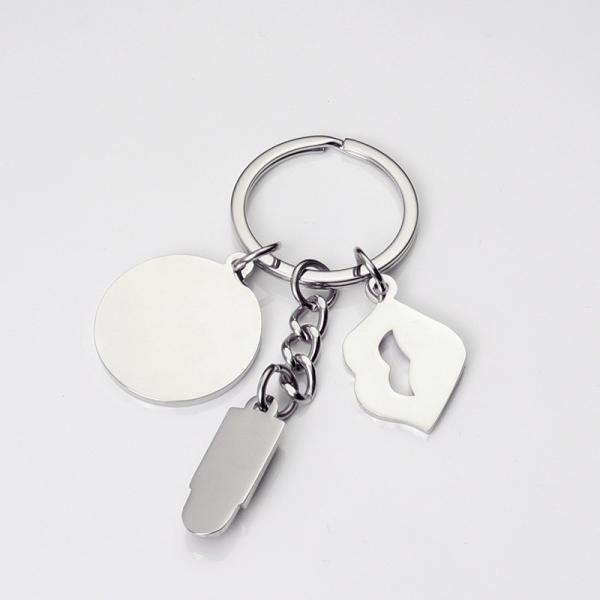 Stylish Key Ring Sublimation Blank Couple Keychain With Lipstick Lips Heart For Gifts