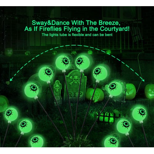 Halloween Scary Eyeballs Outdoor Solar Lights with IP65 Rating and Waterproof Design