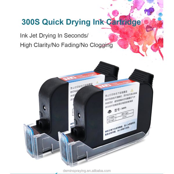 Demin 300S Half Inch Compatible Printer Ink High Adhesion Black Ink Cartridge for Inkjet Printer Universal 12.7mm Dtf Ink
