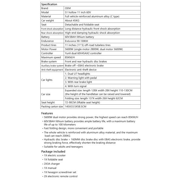 Fast Selling 5600W Scooter Max Speed 85KM/H Scooters for Adult in orange black color