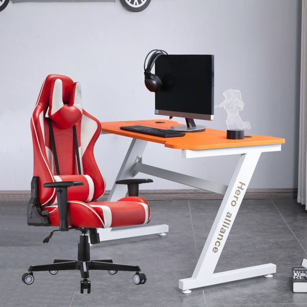 Comfortable E-sports Chair Revolving Professional White PU Leather Racing Gaming Chair