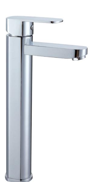 Brass Deck Mounted Bathroom Vessel Sink Faucets / Flat Handle Monobloc Basin Tap