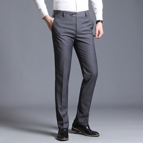 Anti-Shrink Loose Straight Men's Leisure Trousers for Business and Formal Occasions
