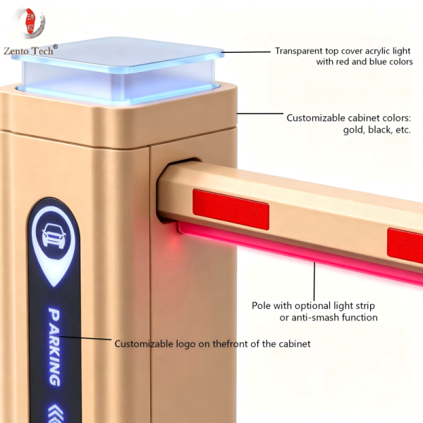 Zento IP67 Waterproof Boom Barrier Gate 24V DC Smart Automatic Boom Barrier for Residential Parking Management System