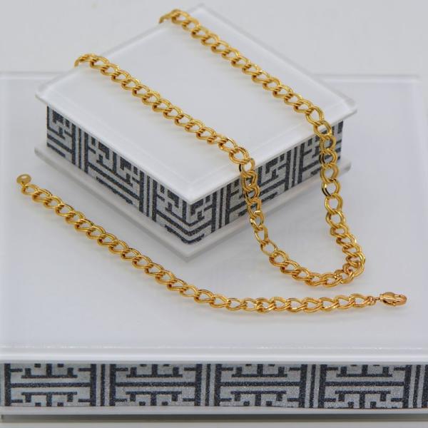 Korean Fishbone chain New Trendy Suitable for men and women Jewelry 18K Real Gold Plated