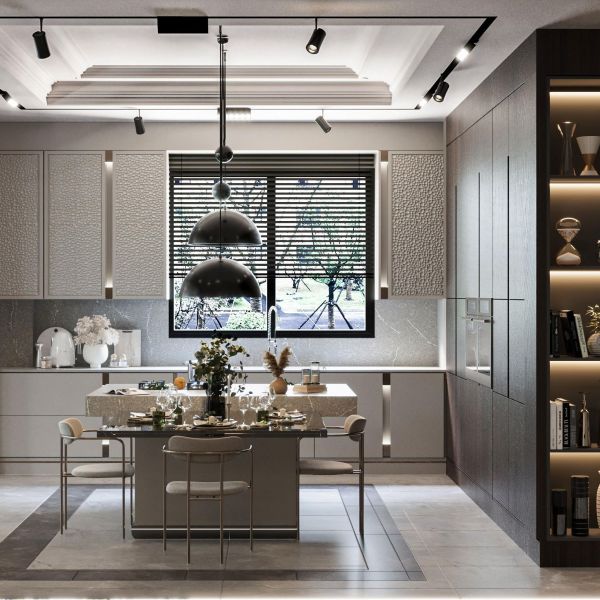 Design gratuit Armoire de cuisine en faisceau de bois personnalisé Armoire de cuisine en bois moderne classique