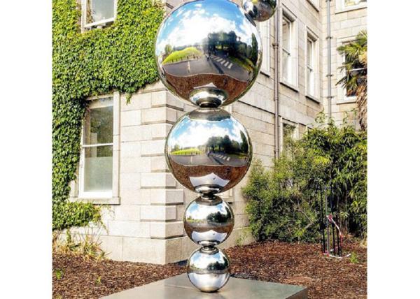 Espelho personalizado polido arte moderna escultura de esfera de aço inoxidável para o exterior