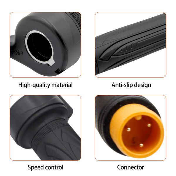 AMOTENNI Ebike Full Twist Throttle With 3PIN Male Connector For 36V 48V 60V Ebike Parts