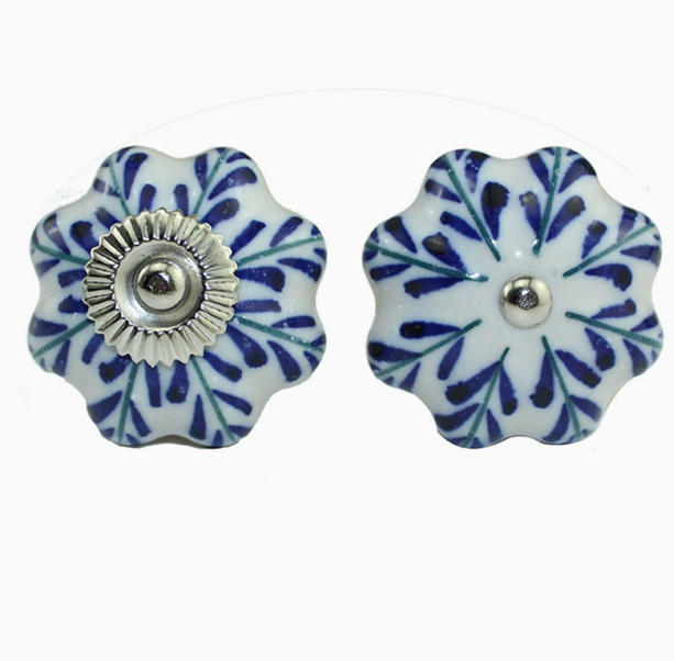 Vintage Bohemian Ceramic Petal Shape Colorful Handle Knob Kitchen Bedroom Drawer Cabinet Door Handle