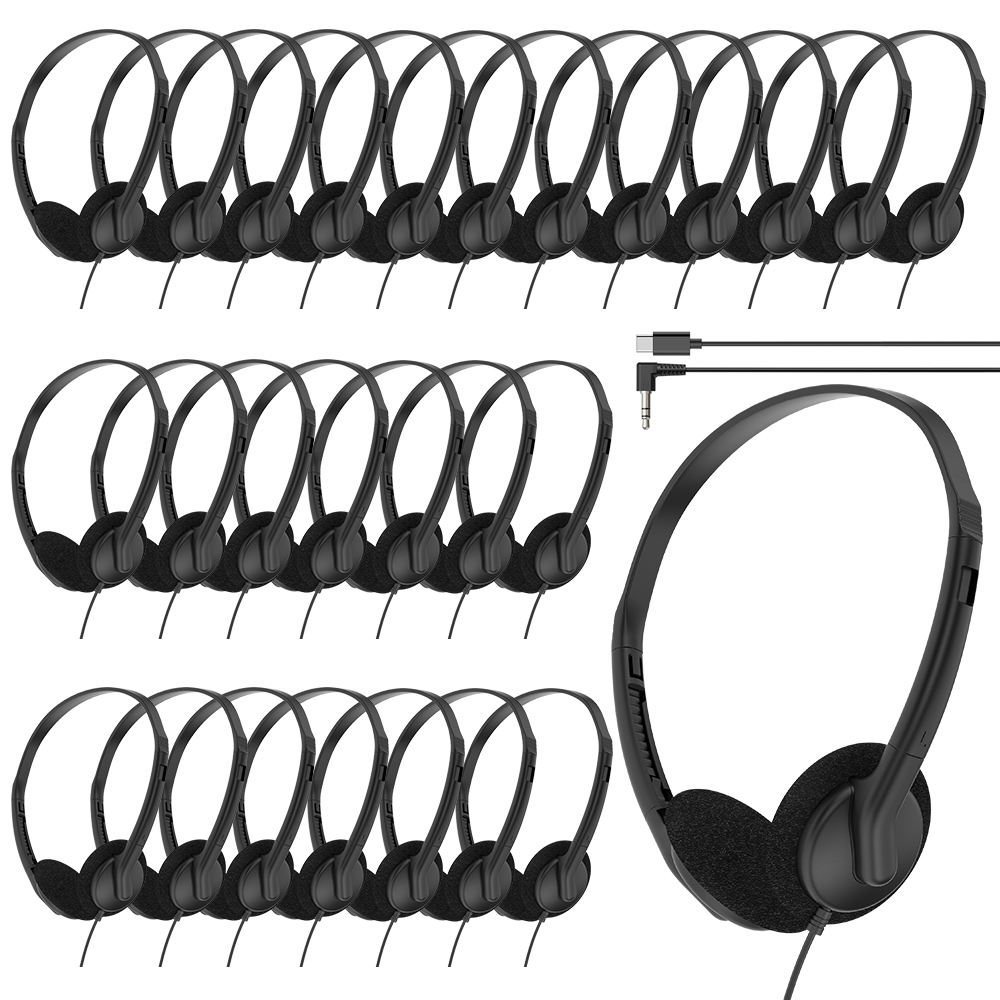 JTY-0121 Wired Head Mounted Headphones 3.5mm/Type-C Plug Lightweight Headphones Comfortable Earcups Stereo Audio Headphones Suitable for Aviation/Train/Classroom/Office/Museum OEM/ODM Customization