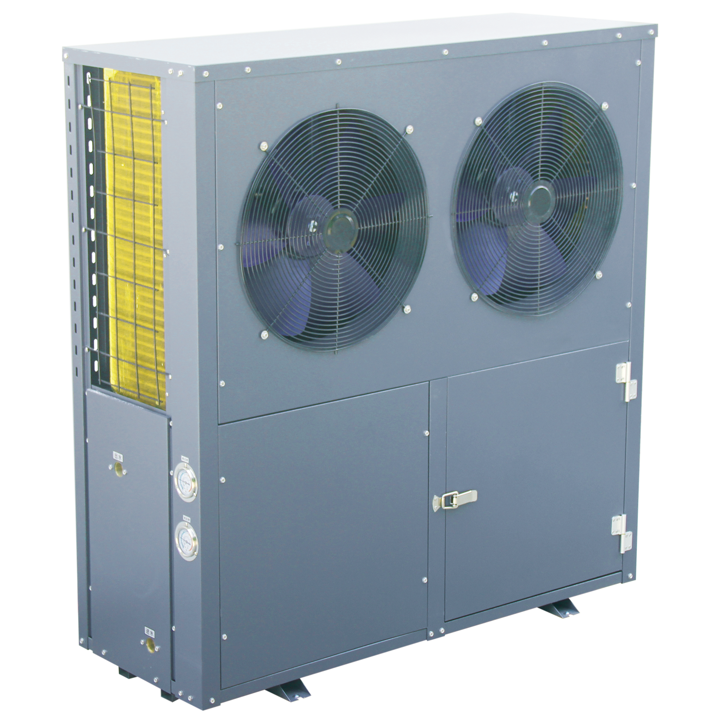 20kW with 80 ℃ high temp water outlet , side-discharge fan； air source heat pump water heater