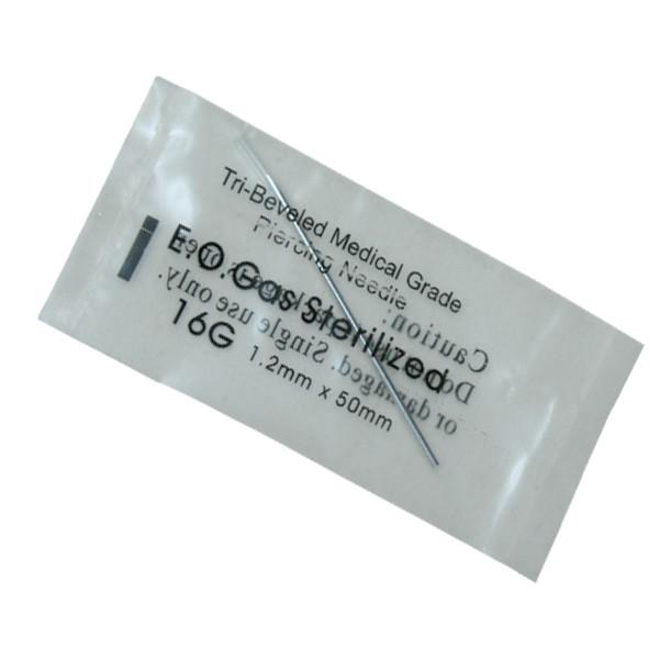100pcs/box 316L Surgical Stainless Steel Sterilized Body Piercing Needle 16G