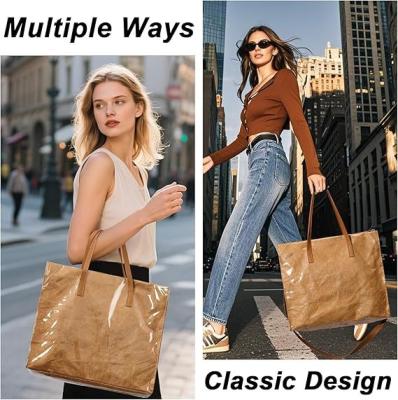 Sustainable Recyclable Tote Bag For Women, TPU Waterproof And Tyvek Paper Material Casual Shoulder Bag Handbag For Work, Travel, Gym