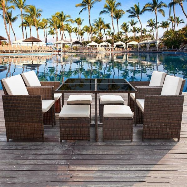 Modern Design UV Resistant PE Rattan Outdoor Sofa Set for Space Saving Cube Furniture