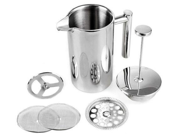 304 Double Wall French Press Tea Double Wall Coffee Plunger 51oz