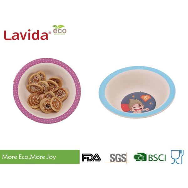 BPA Free School Bamboo Childrens Dinner Set , Round 5 Pieces Baby Bamboo Dinner Set