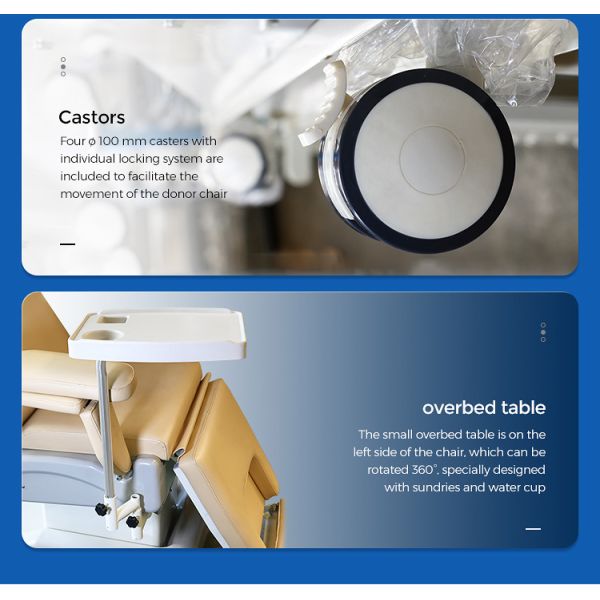 Electric Medical Transfusion Blood Donation Chair On Wheels 240kgs Load