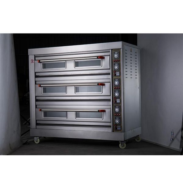 Three Deck Nine Trays Stainless Steel Bakery Deck Oven commercial kitchen bakery equipment