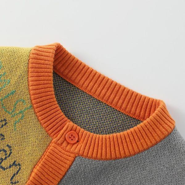 autumn and winter baby cotton yarn knitted cardigan crew collar sweater coat