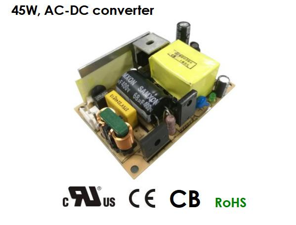 45W Medical Open Frame Power Supply 90VAC Input , High Voltage AC DC Power Supply GB4943