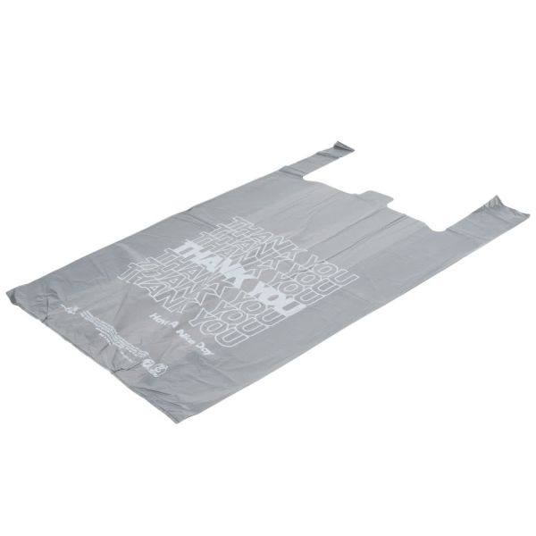 Gray Colour Thank You Plastic Shopping Bags High Durability 18