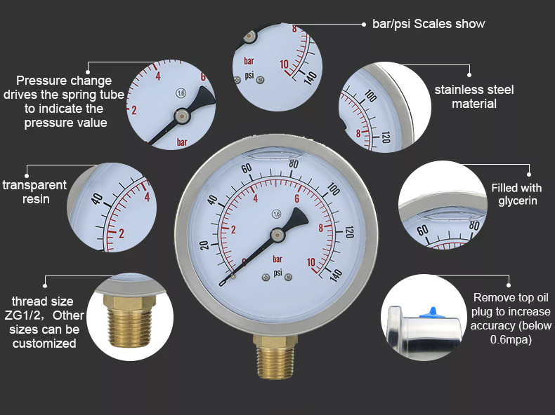 YN100 400bar Shock Proof Manometer for Accurate Readings in 's Industrial Sector