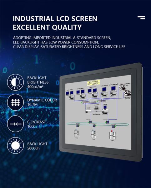 PC industrial sin ventilador con pantalla táctil FHD de 21,5 pulgadas