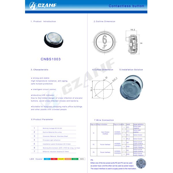 Cutout Size 37 mm Round Stainless Steel Elevator Touchless Button Elevator High Sensitivity No Touch Lift Control Button