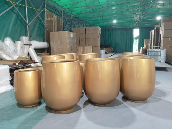 China Wholesale Round Shape Fiberglass Flower Pots GRP Planter Box For Outdoor Indoor Decor