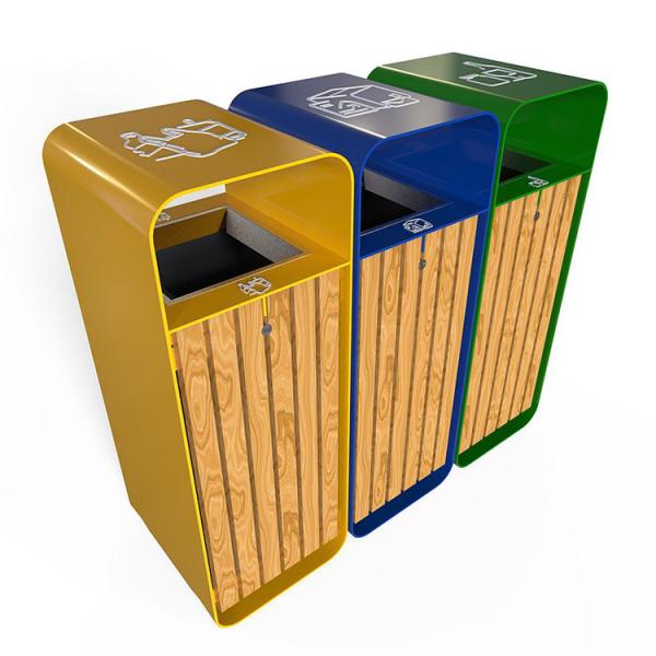 Outdoor Classification 13 Gallon 850mm 3 In 1 Wood Garbage Bin