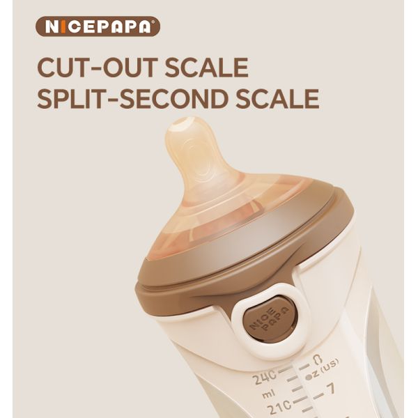 NICEPAPA FLIP-CAP прочный без BPA пищевой силиконовый бутылка для малышей Полая шкала легкая крепкость (кросс отверстие M)