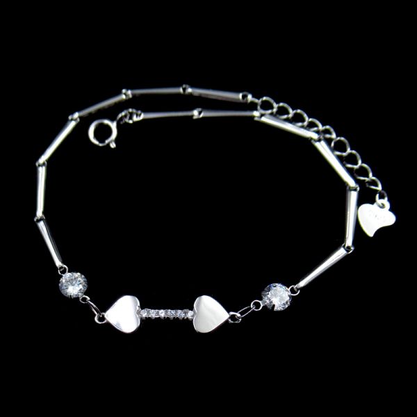 Classical White Silver Cubic Zirconia Bracelet For Woman Customized Size