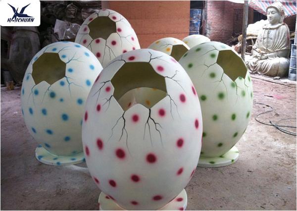 Playground Amusement Equipment Fiberglass Dinosaur Eggs Statues For Taking Photos