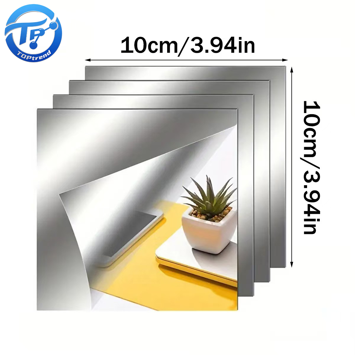 Square Self Adhesive Acrylic Mirror Tiles Frameless Modern Lightweight Wall Art